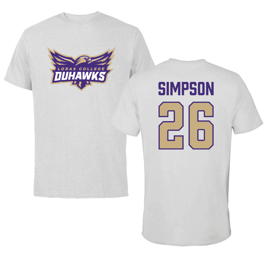 Loras College Football Light Gray Tee - #26 Charles Simpson