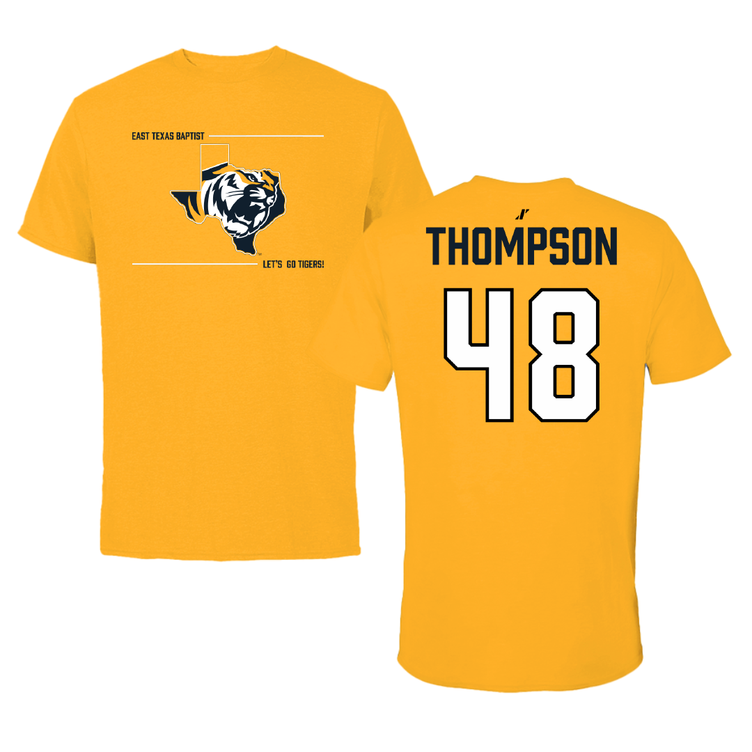 East Texas Baptist University Baseball Gold General Performance Tee - #48 Jaxson Thompson