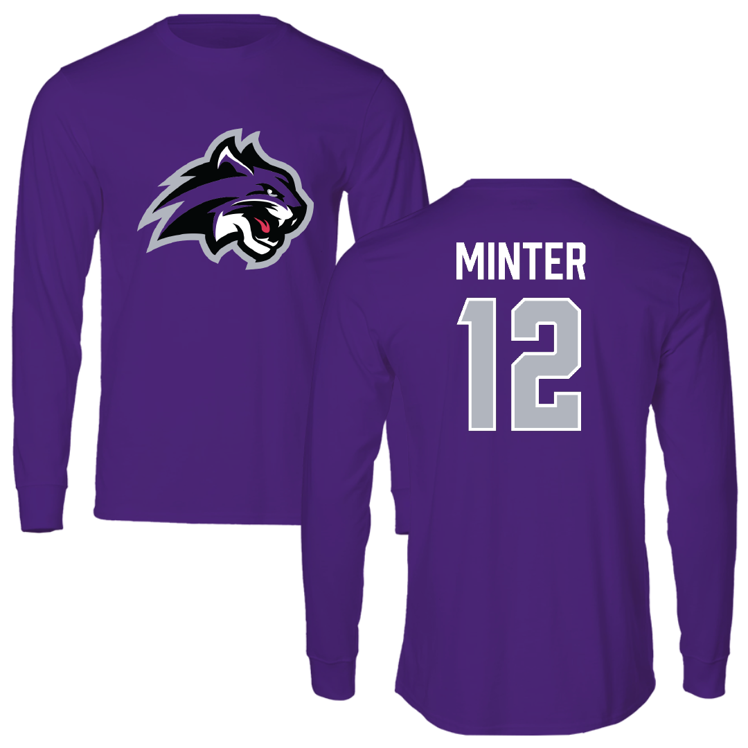 Wiley University Baseball Purple Performance Long Sleeve - #12 Tyson Minter