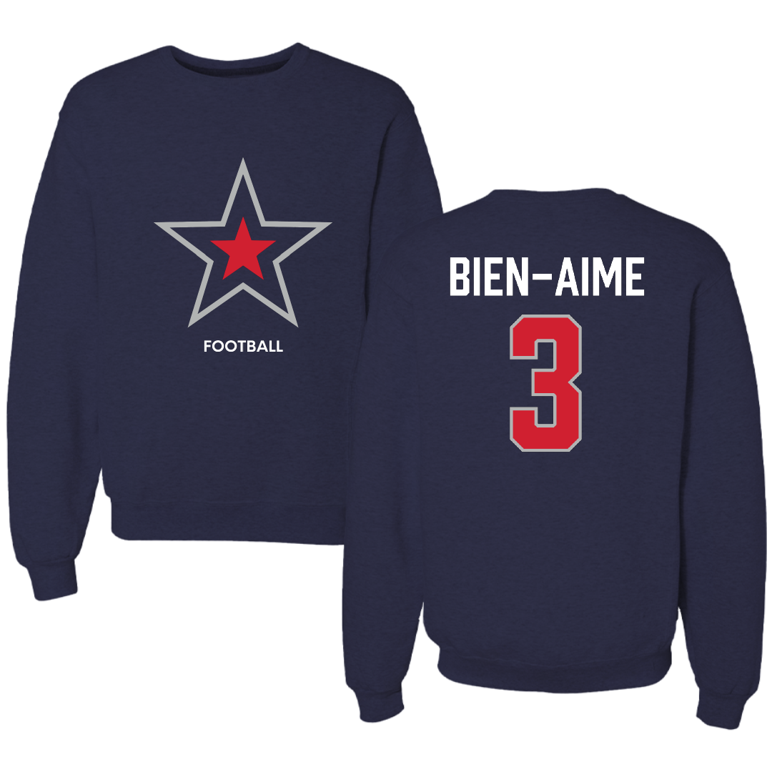 Robert Morris University Football Navy Mascot Crewneck - #3 Philjae Bien-Aime