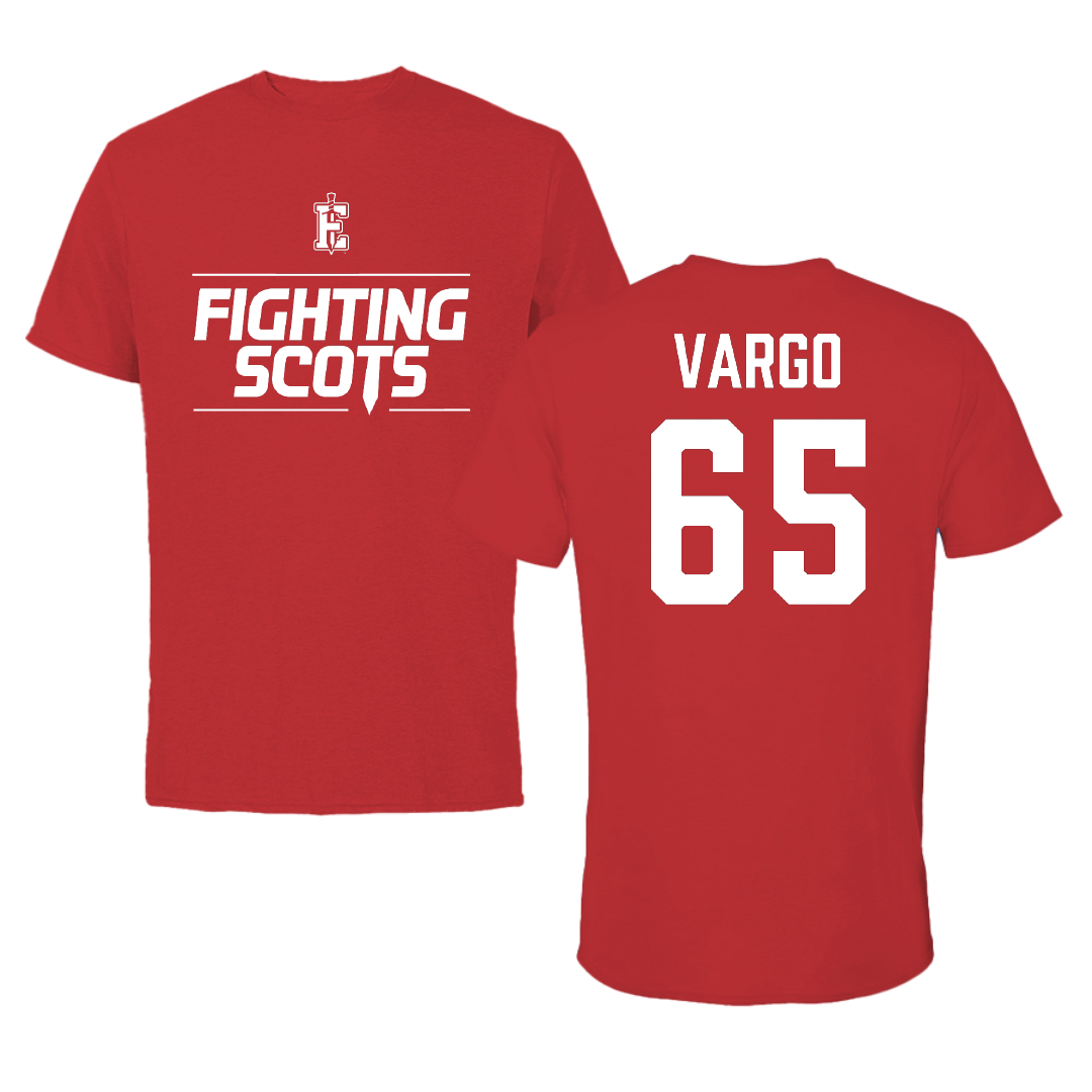 PennWest Edinboro Football Red General Tee - #65 Aidan Vargo