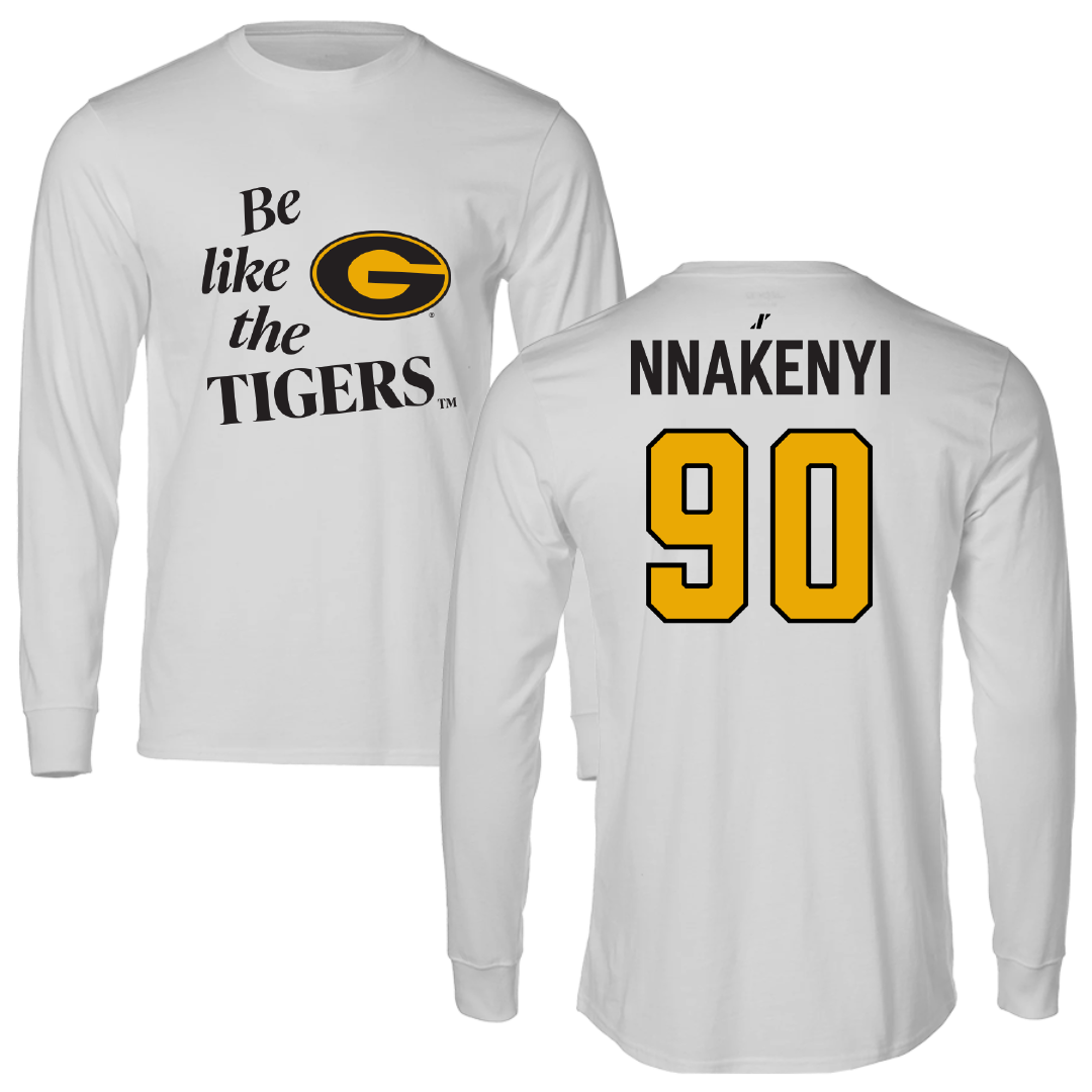 Grambling State University Football Light Gray Be Like Us Performance Long Sleeve - #90 Ike Nnakenyi