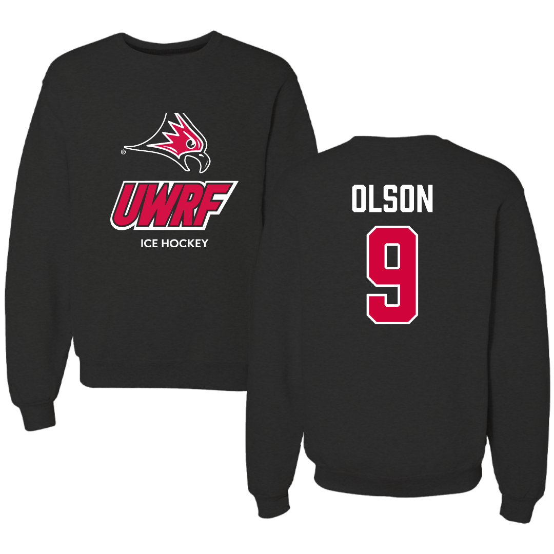University of Wisconsin-River Falls Ice Hockey (W) Black Crewneck - #9 Bailey Olson