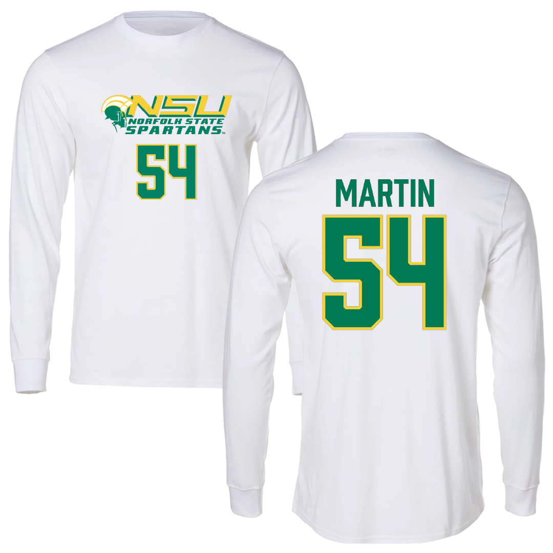 Norfolk State University Football White Long Sleeve - #54 Javontay Martin