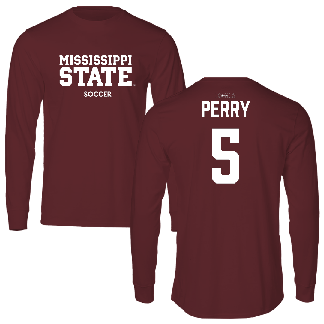 Mississippi State University Soccer (W) Maroon Performance Long Sleeve - #5 Ally Perry
