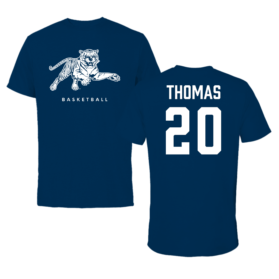 Jackson State University Basketball (M) Navy Tee - #20 Raevon Thomas