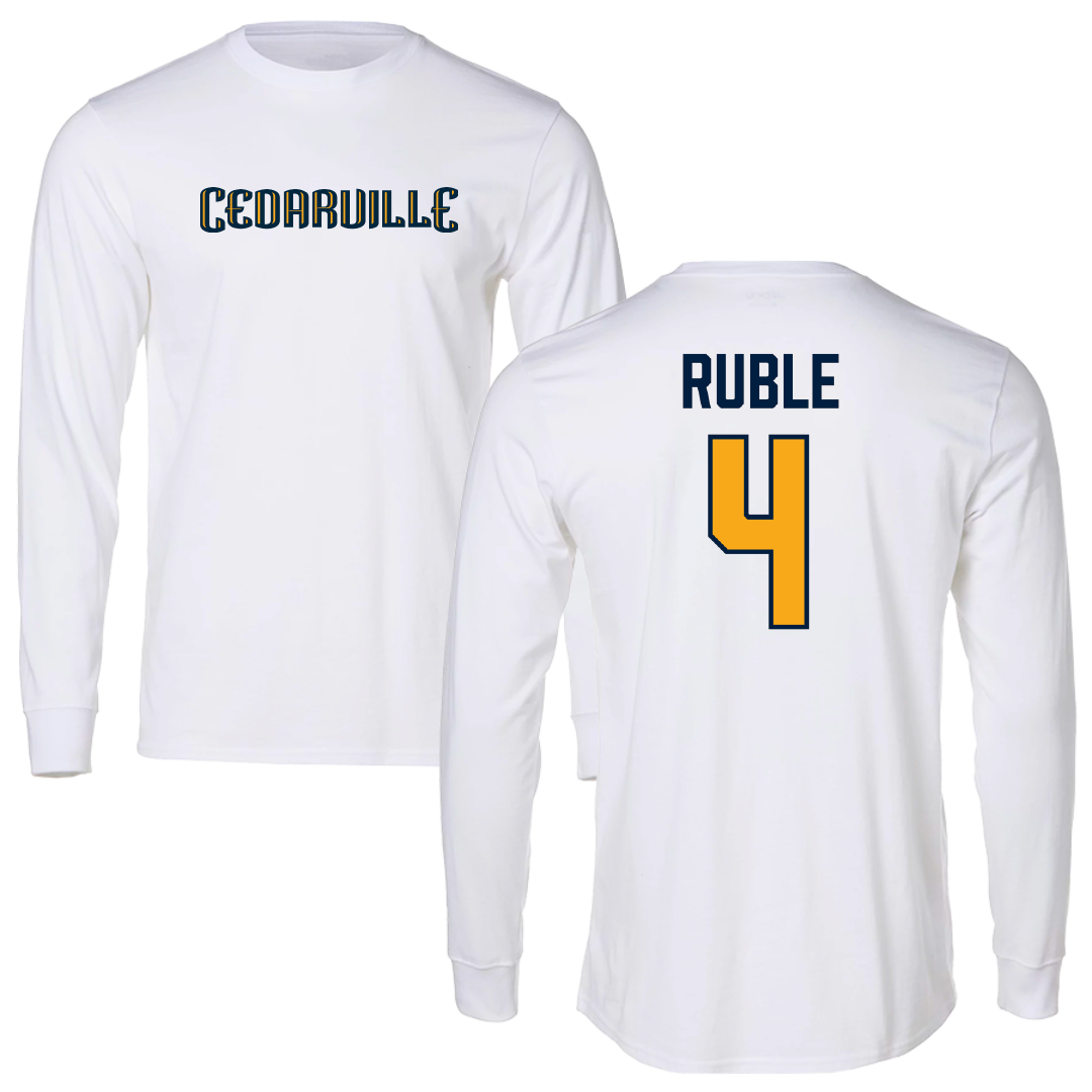 Cedarville University Basketball White Long Sleeve - #4 Trevor Ruble