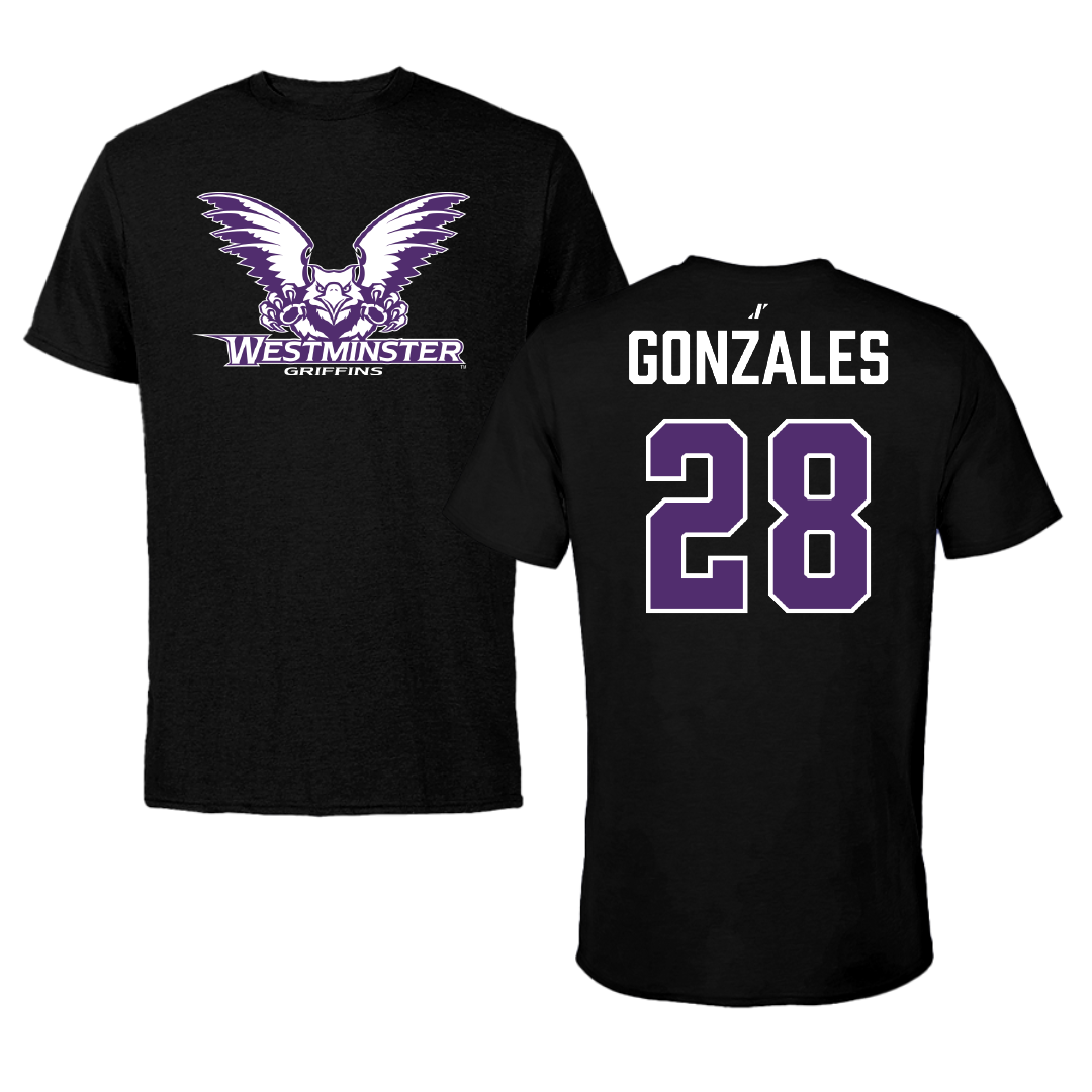 Westminster University (Utah) Lacrosse Black Performance Tee - #28 Drew Gonzales