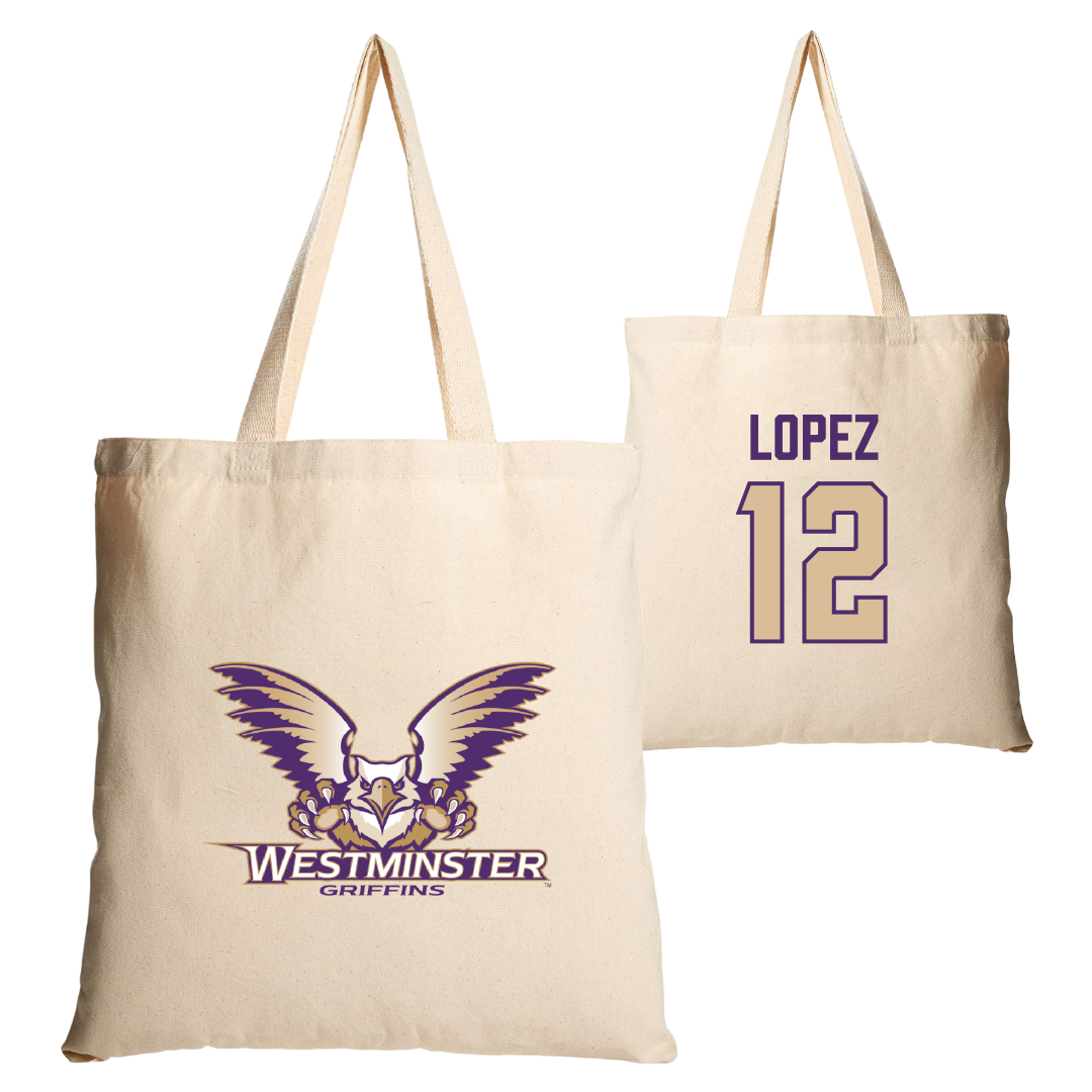 Westminster University (Utah) Lacrosse Tan Canvas Tote Bag - #12 Isabella Lopez