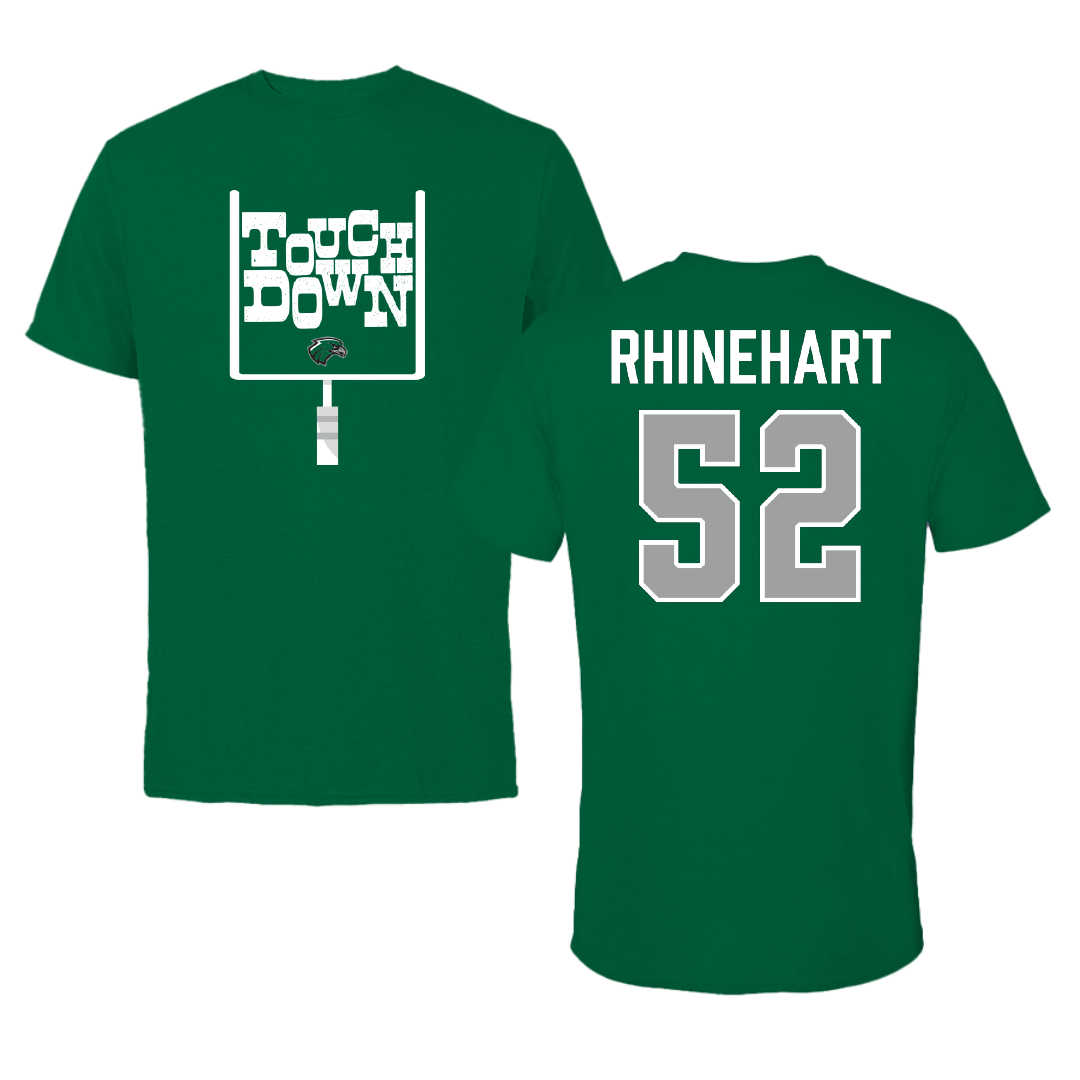 Northeastern State University Football Green Touchdown Performance Tee - #52 Travon Rhinehart