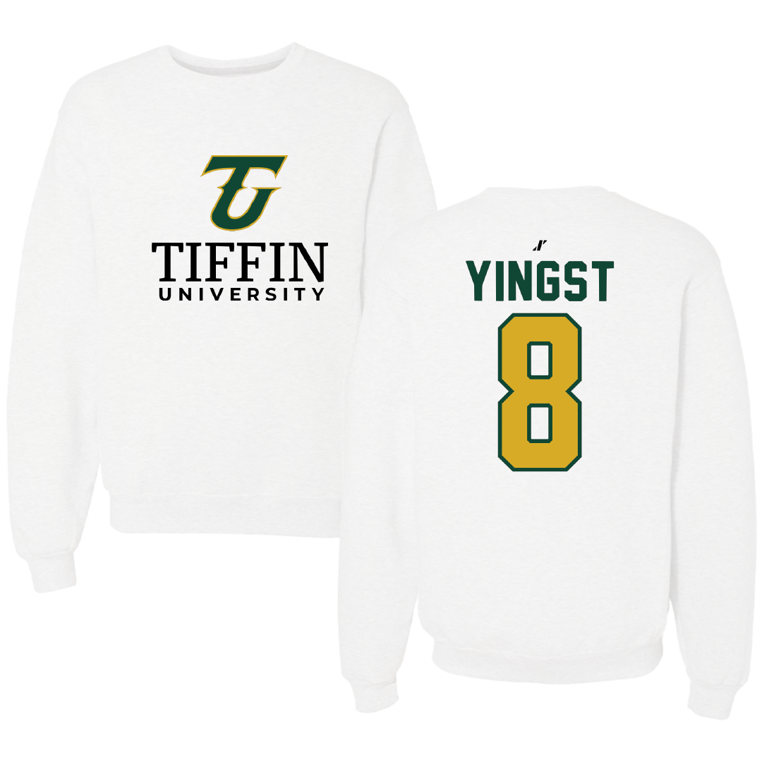 Tiffin University Baseball White Crewneck - #8 Ryan Yingst