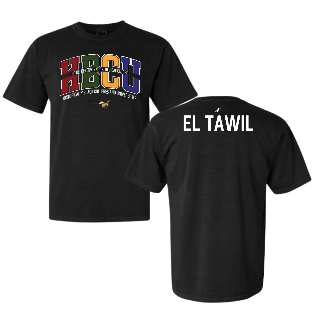 Alabama State University Tennis Black HBCU Comfort Colors Tee - Kesmat El Tawil