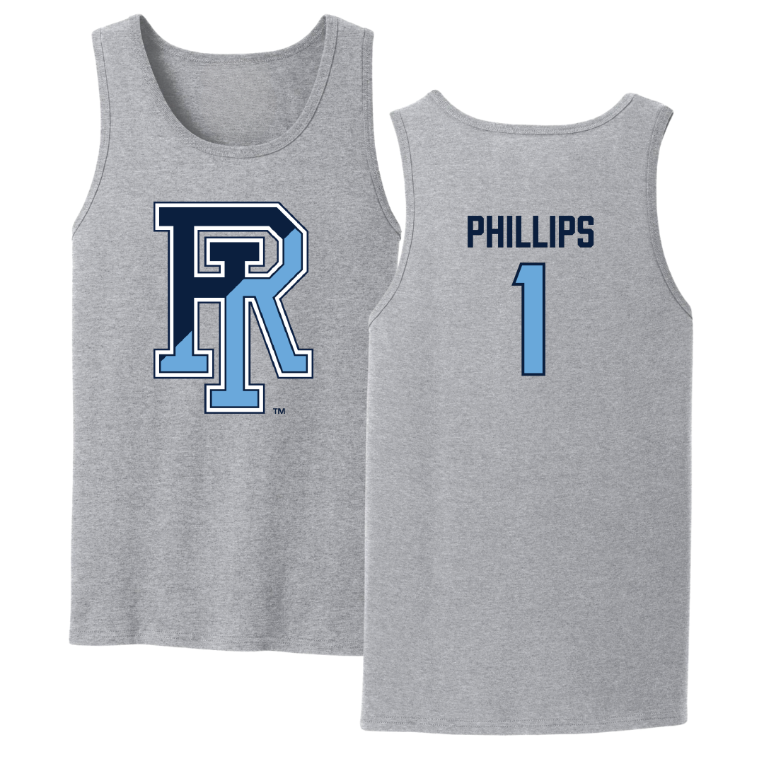 University of Rhode Island Basketball Sport Gray Tank Top - #1 Sophie Phillips