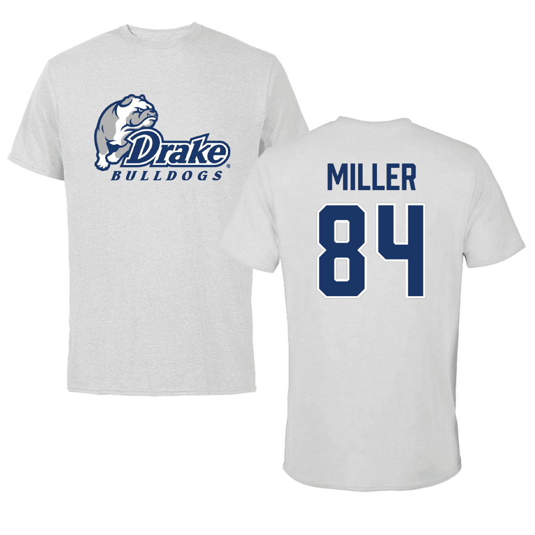 Drake University Football Light Gray Tee - #84 Hudson Miller