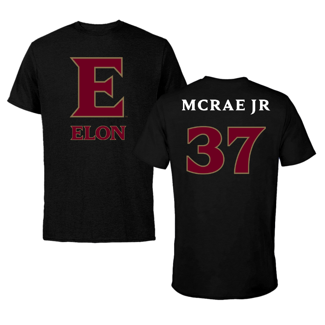 Elon University Football Black Tee - #37 Rodrick McRae Jr