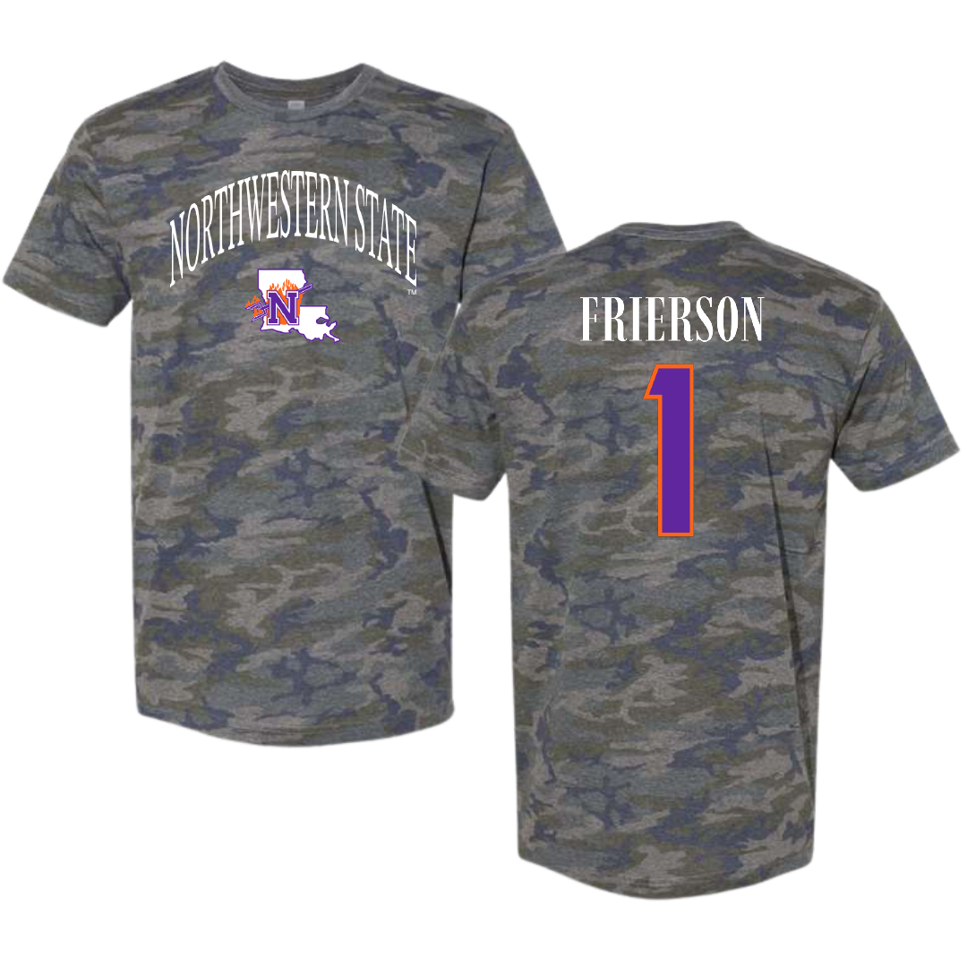 Northwestern State University Basketball Vintage Camo Tee - #1 Jermesha Frierson