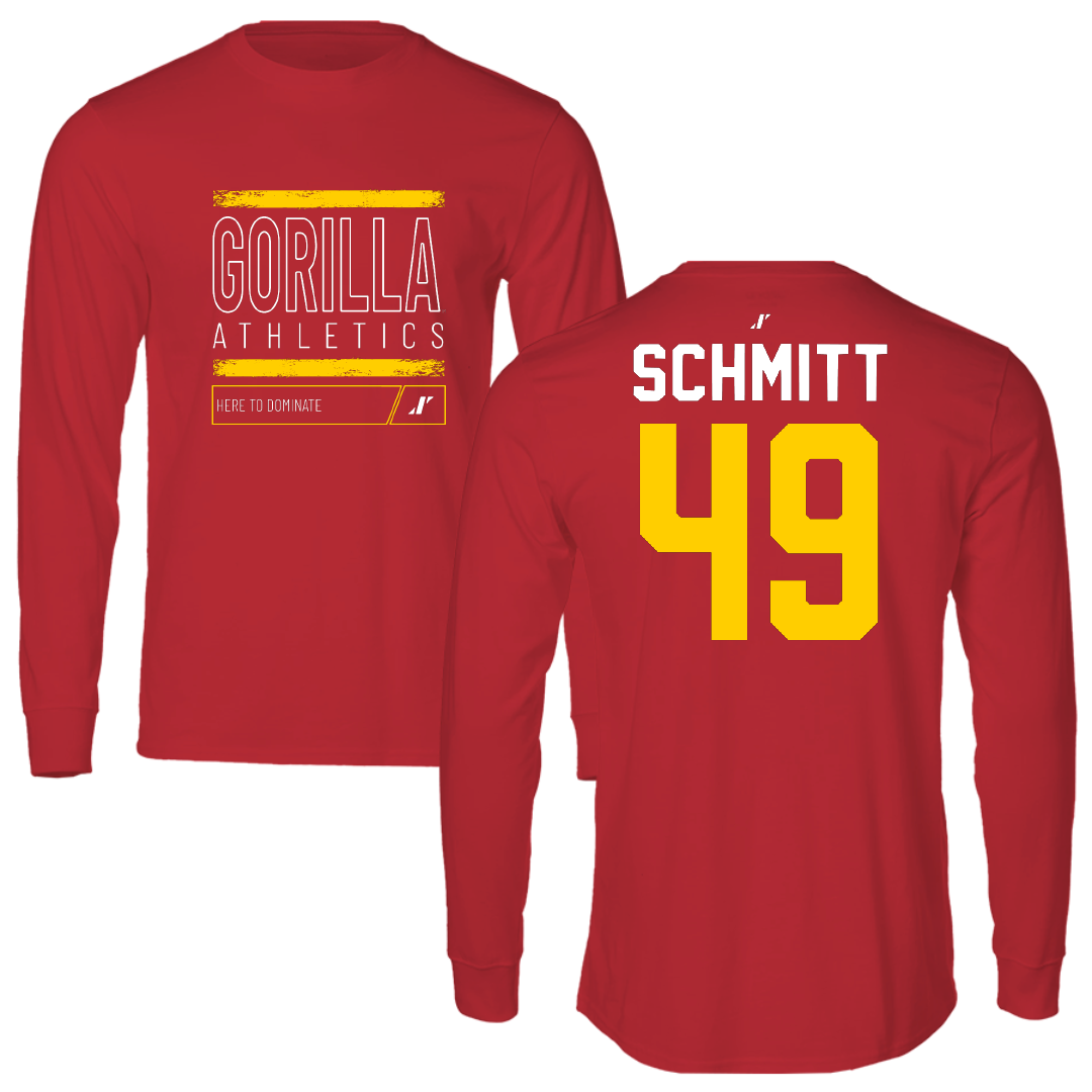 Pittsburg State University Football Red Dominate Performance Long Sleeve - #49 Austin Schmitt