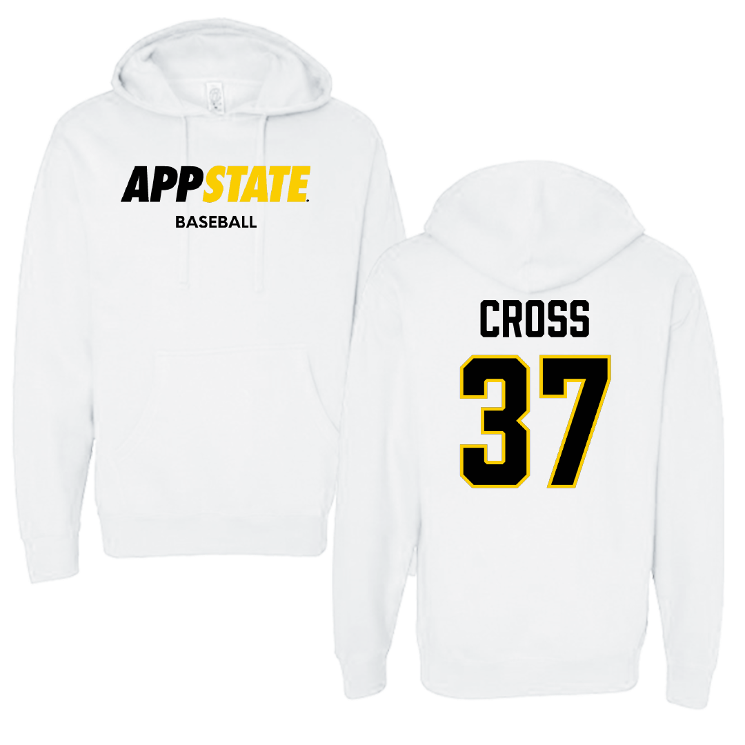 Appalachian State University Baseball White Hoodie - #37 Caleb Cross