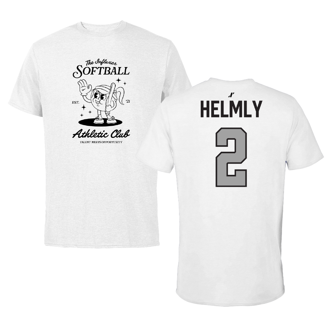 Softball White Influxer Athletic Club Tee - #2 Peyton Helmly