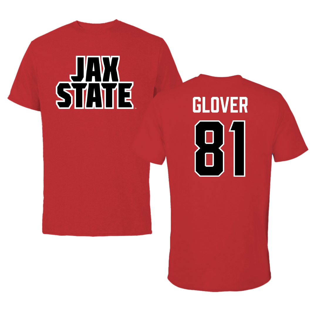 Jacksonville State University Football Red Tee - #81 Gabe Glover