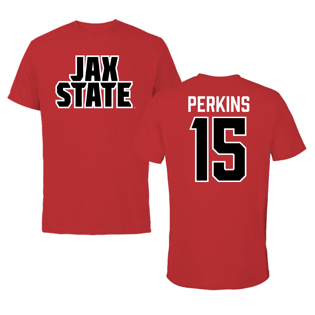 Jacksonville State University Softball Red Performance Tee - #15 Abbi Perkins