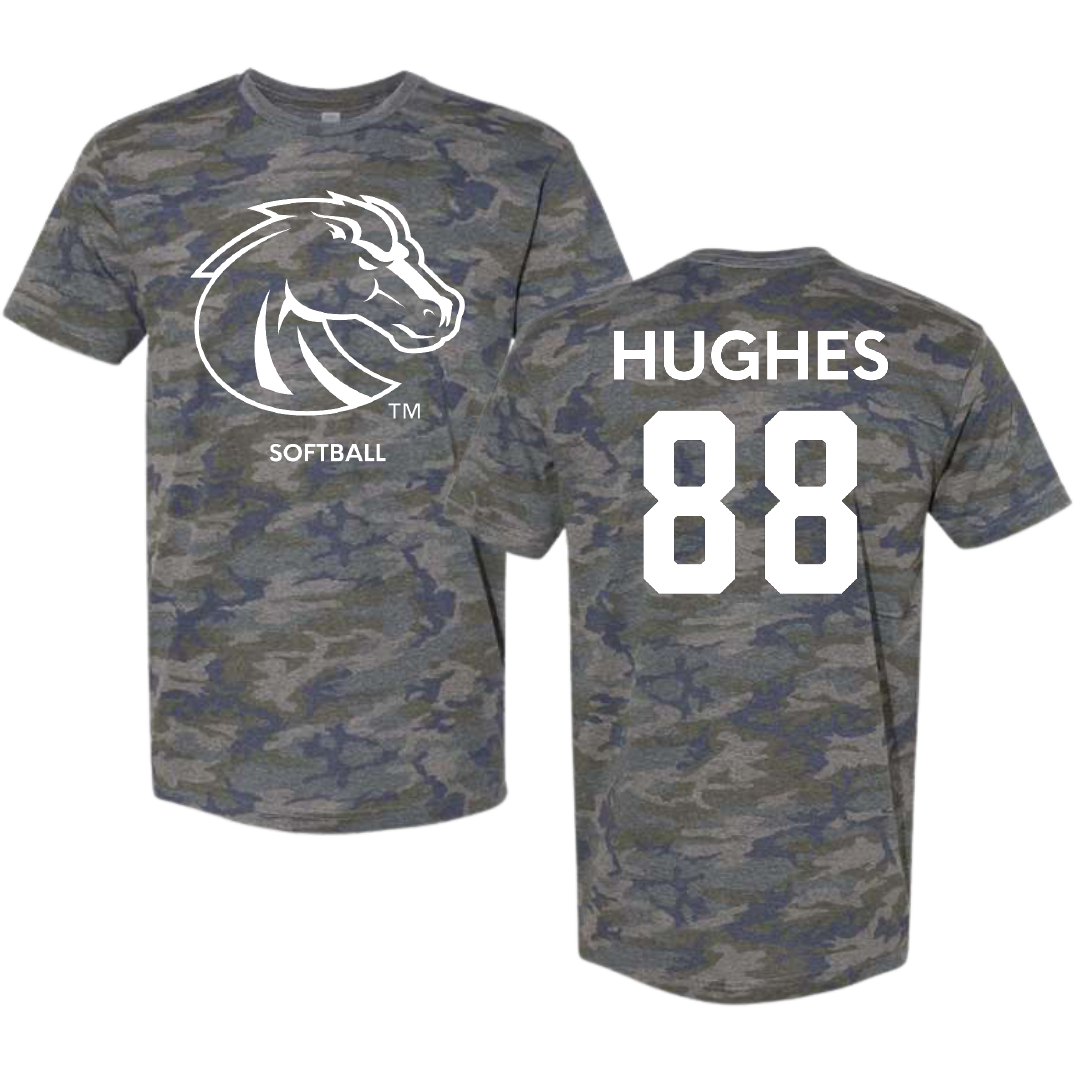 Boise State University Softball Vintage Camo Tee - #88 Chloe Hughes