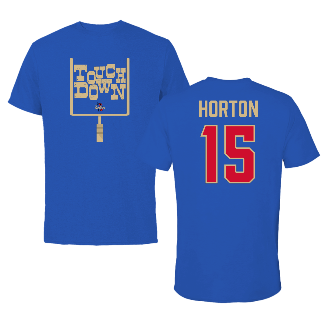 The University of Tulsa Football Blue Touchdown Performance Tee - #15 Carson Horton