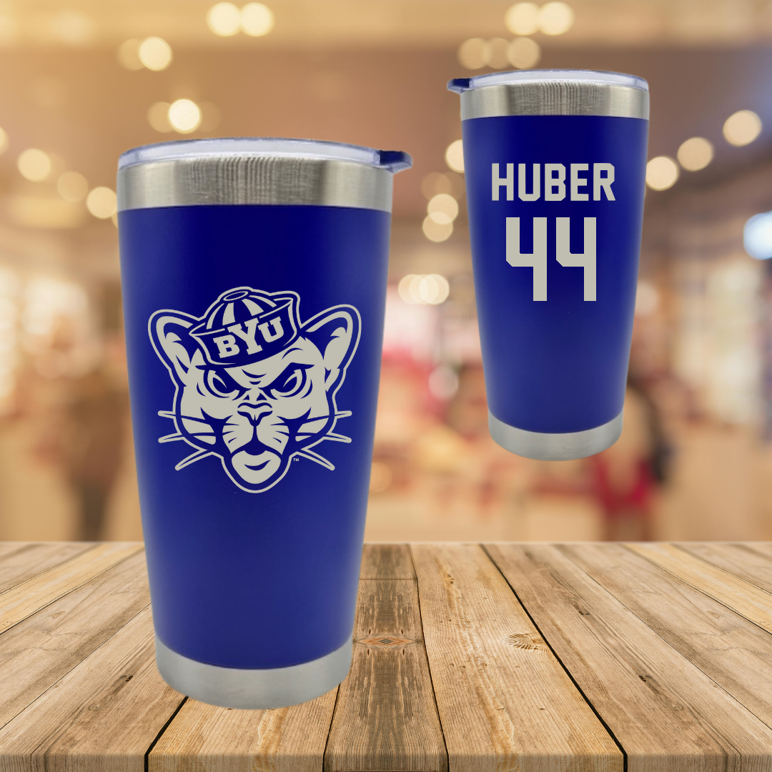 Brigham Young University Softball Blue Stainless Steel Tumbler - #44 Hina Huber