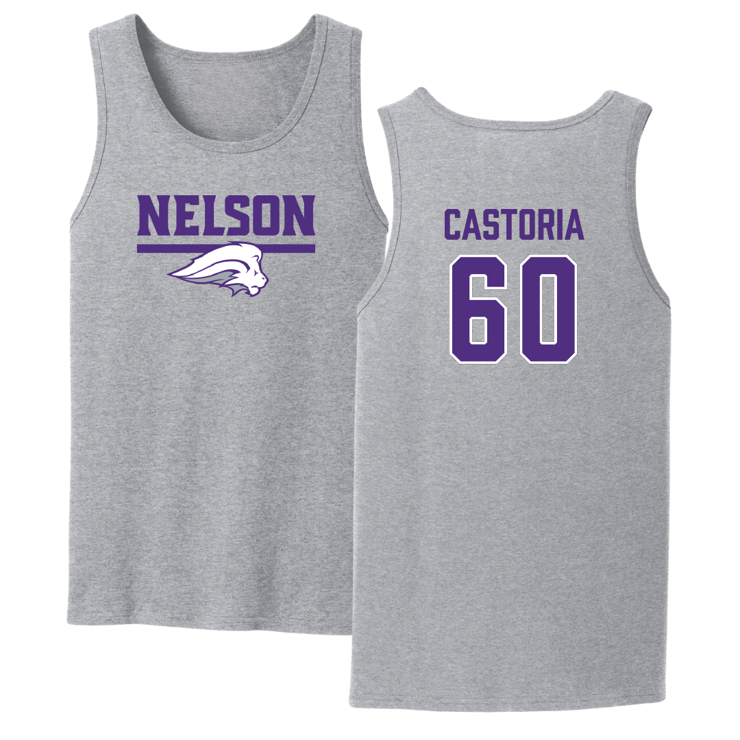 Nelson University Football Sport Gray Tank Top - #60 Jacob Castoria