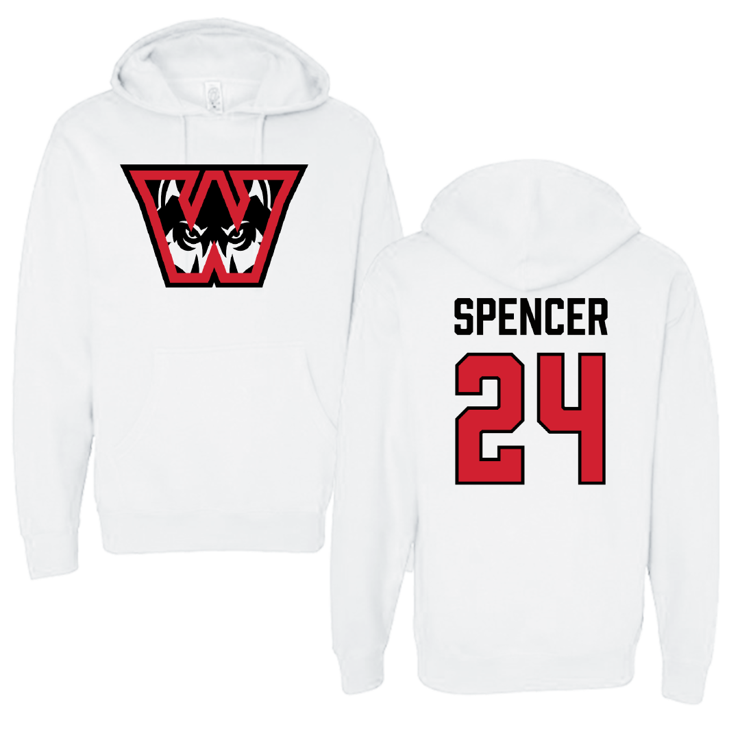 Western Oregon University Basketball (M) White Hoodie - #24 Liam Spencer