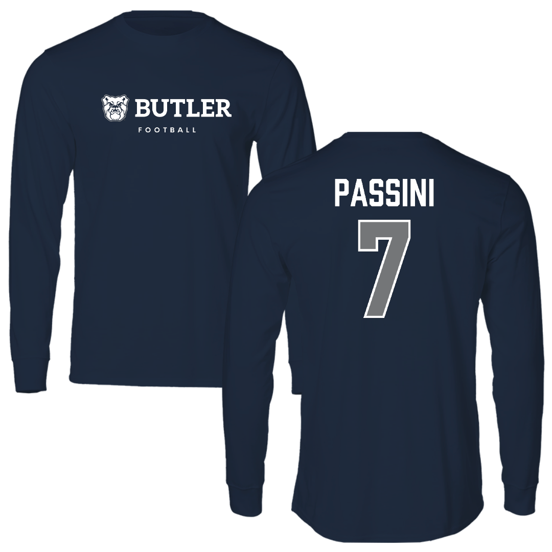 Butler University Football Navy Long Sleeve - #7 Gabe Passini