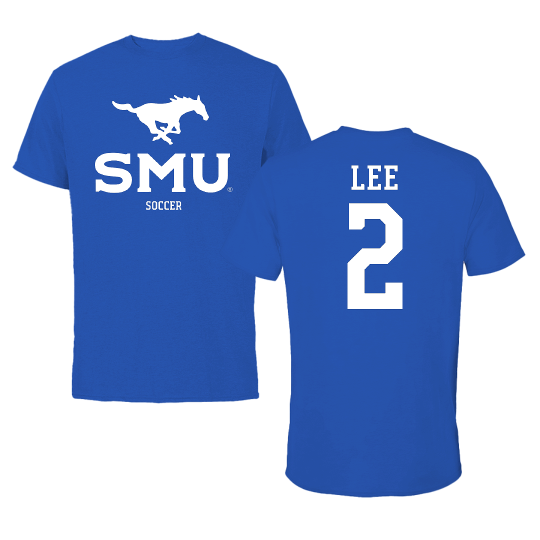 Southern Methodist University Soccer (W) Blue Mascot Tee - #2 Kaya Lee