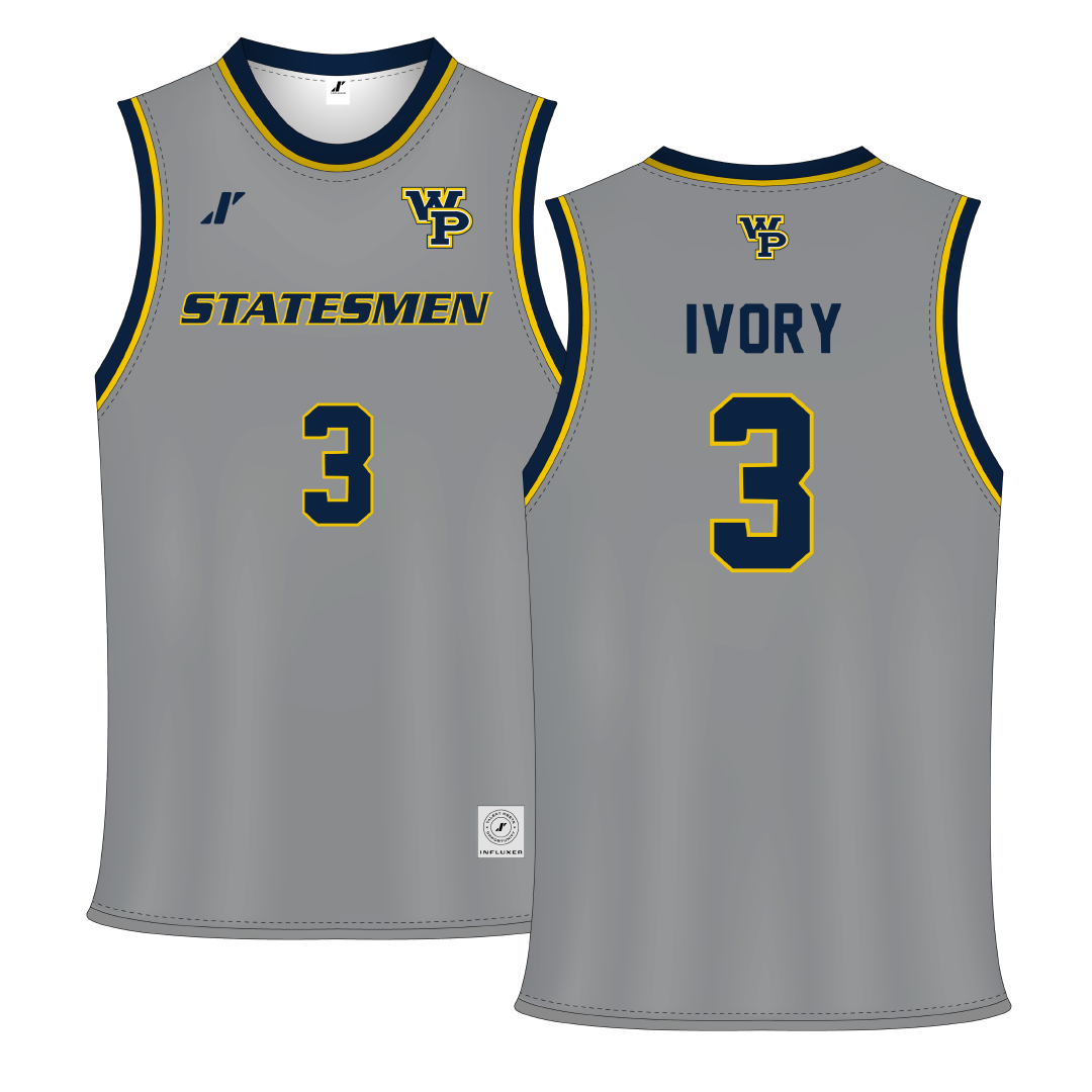 William Penn University Gray Basketball Jersey - #3 Jayden Ivory