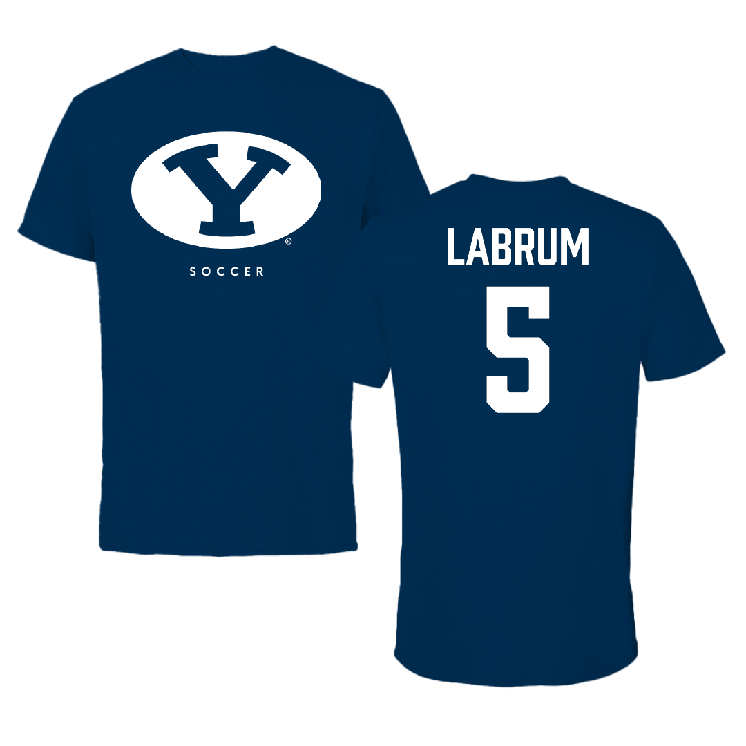 Brigham Young University Soccer Navy Tee - #5 Ella Labrum