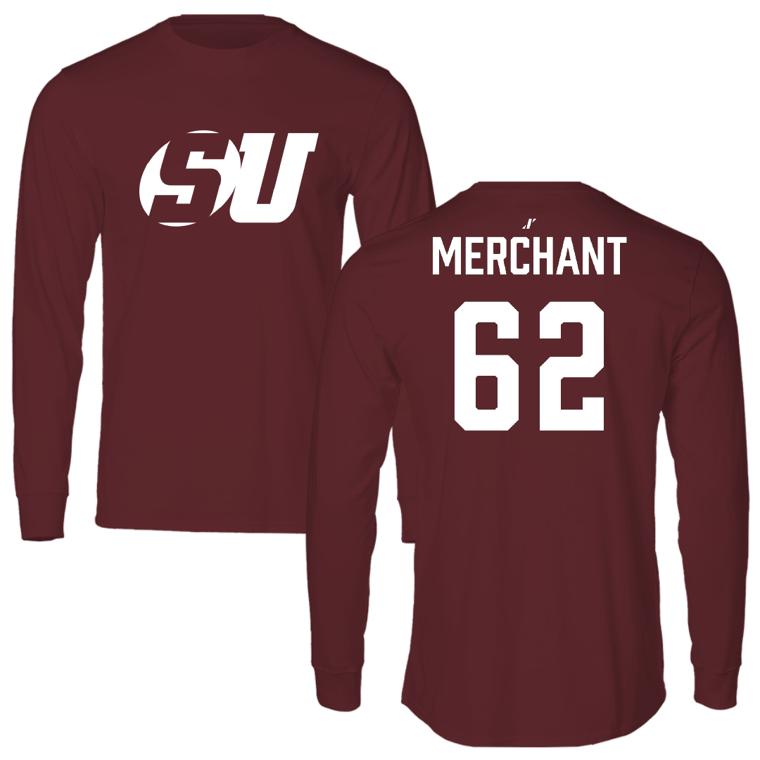 Schreiner University Football Maroon Performance Long Sleeve - #62 Kaleb Merchant