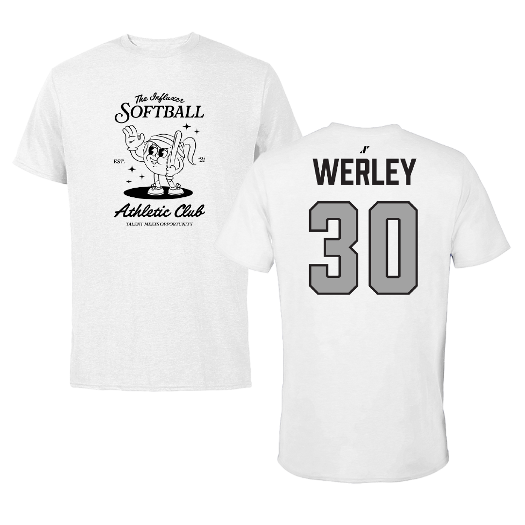 Softball White Influxer Athletic Club Tee - #30 Tatum Werley
