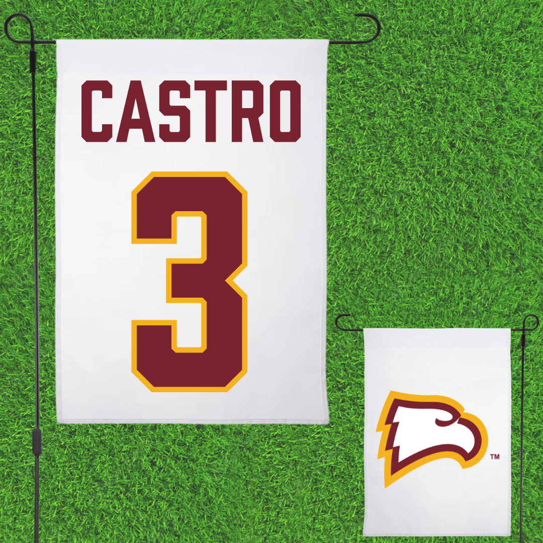 Winthrop University Soccer (M) White Garden Flag - #3 Emidio Castro