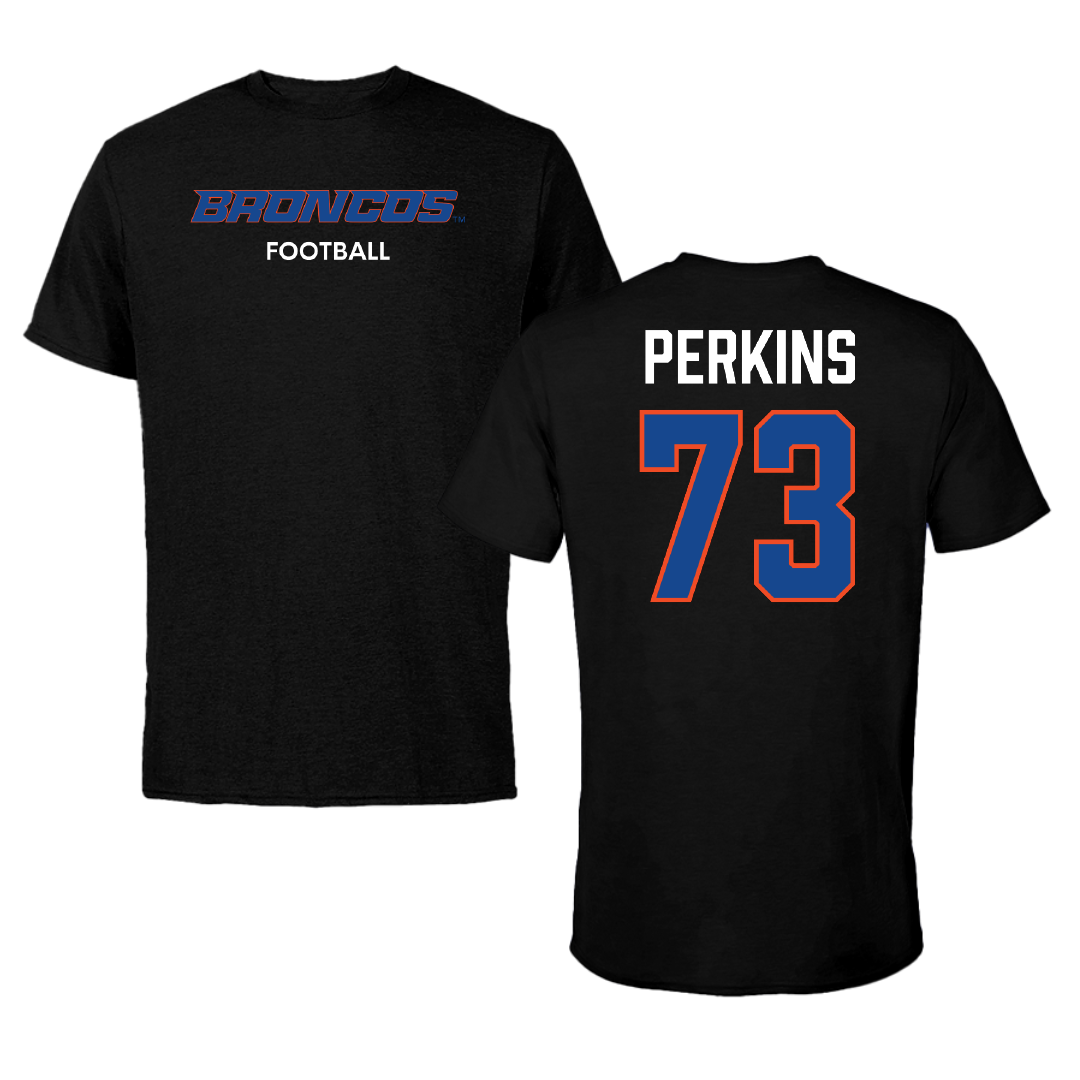 Boise State University Football Black Performance Tee - #73 Parker Perkins