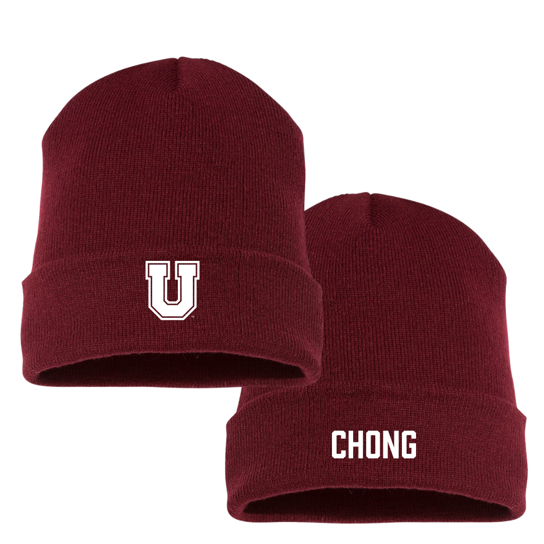 Union College Football Maroon Beanie - #70 Noah Chong