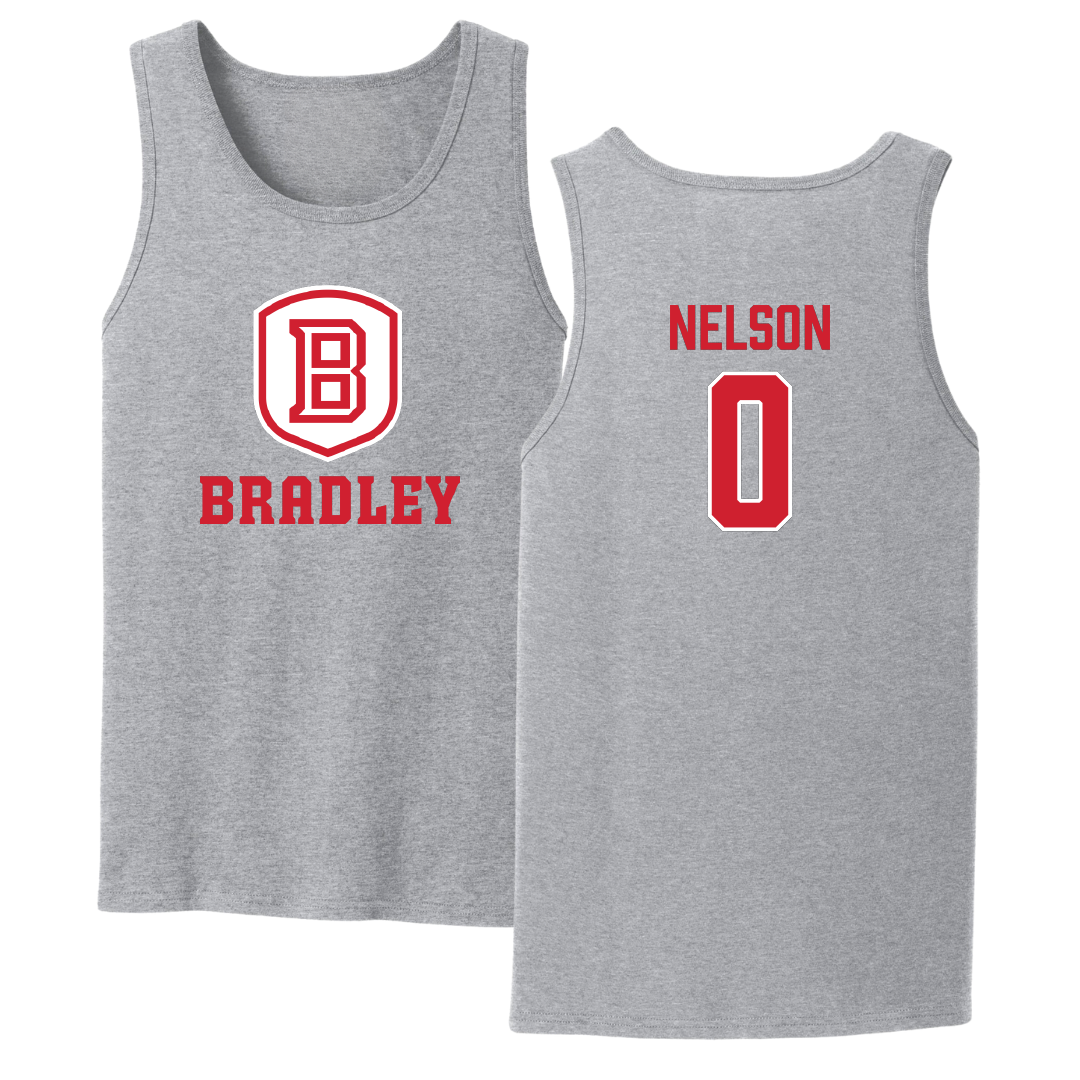 Bradley University Basketball Sport Gray Tank Top - #0 Kaylen Nelson