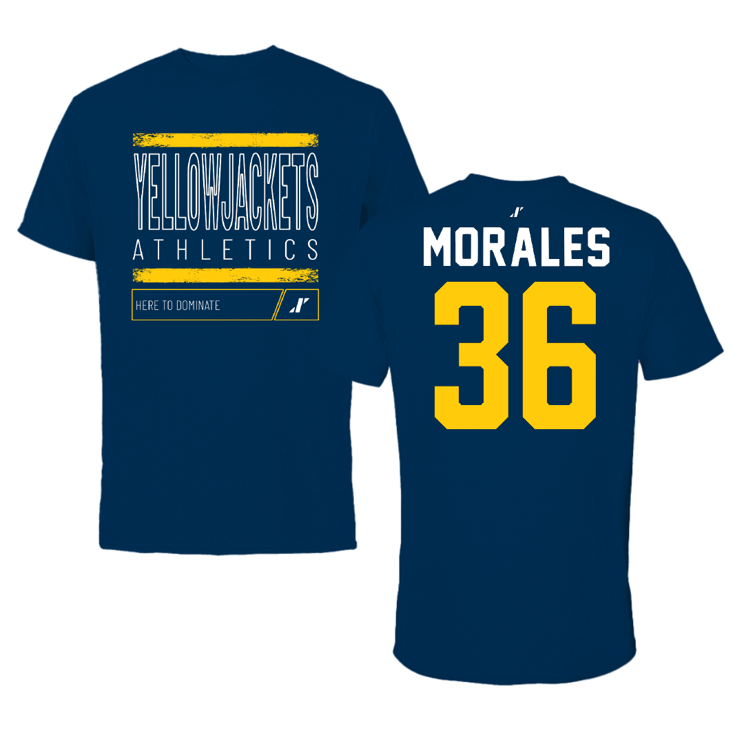 Graceland University Football Navy Dominate Tee - #36 Jacob Morales