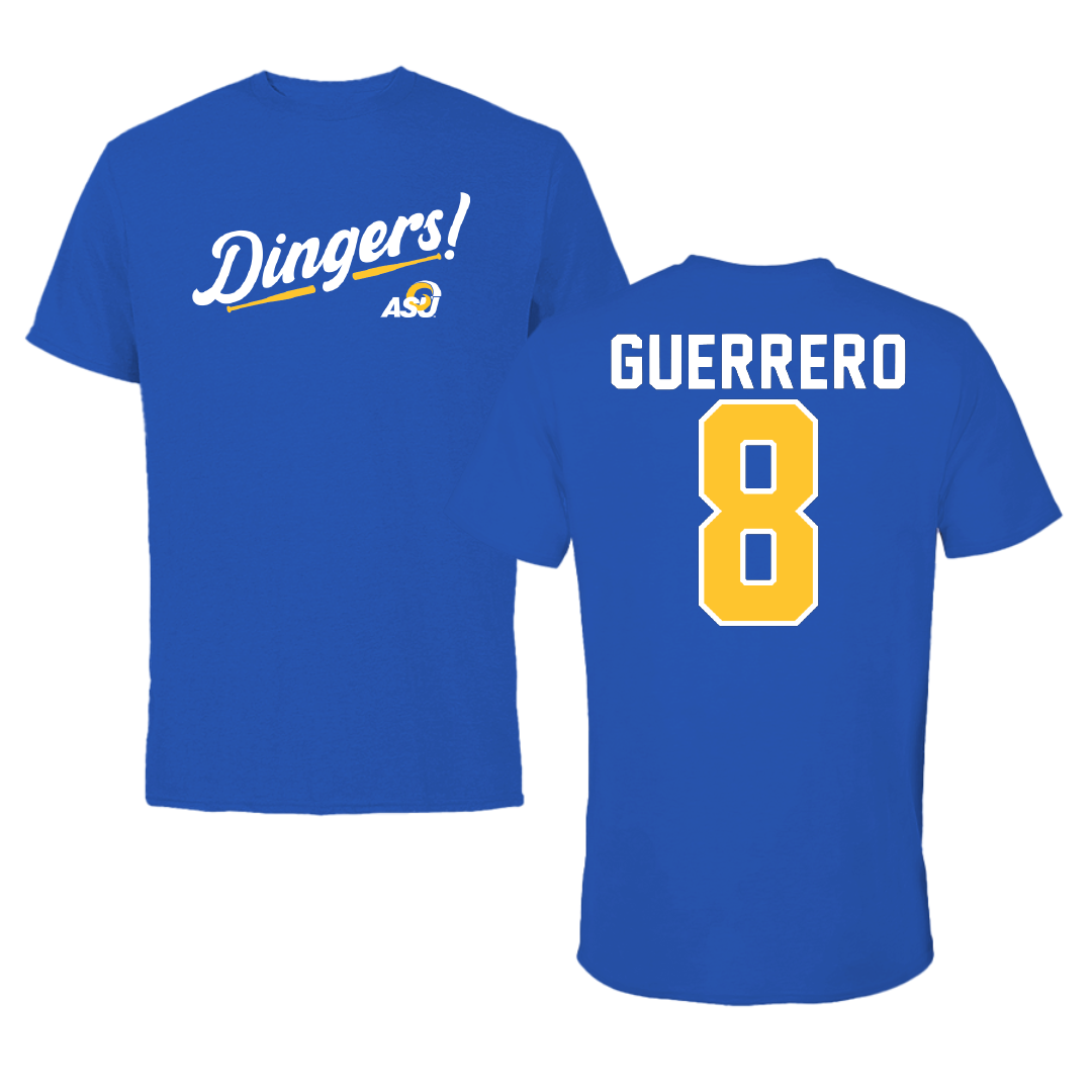 Angelo State University Baseball Blue Dingers Performance Tee - #8 Jacob Guerrero