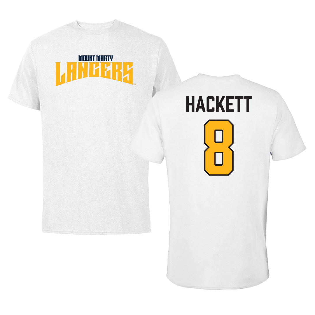 Mount Marty University Soccer White Classic Tee - #8 Olivia Hackett
