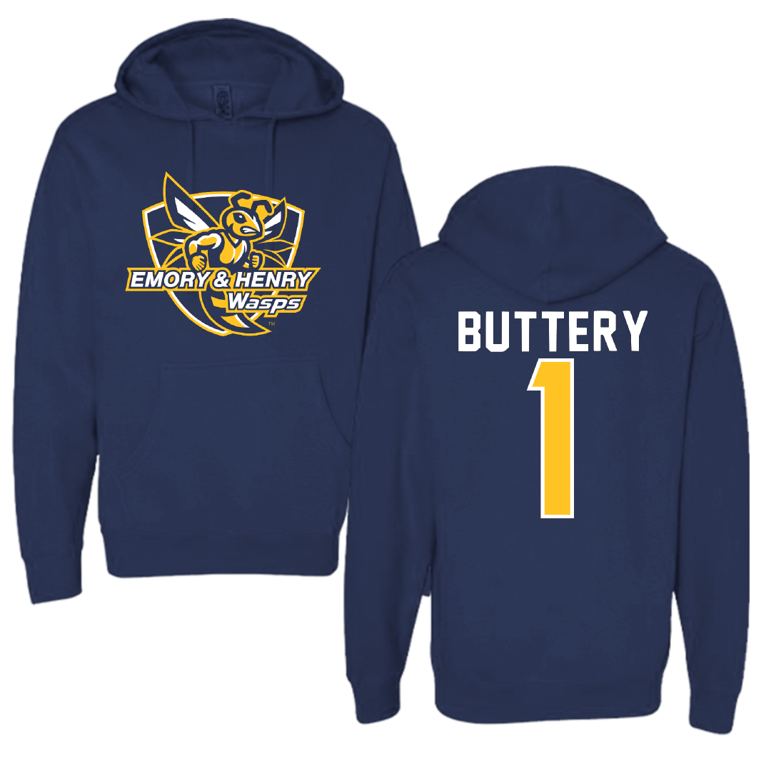 Emory & Henry College Lacrosse Navy Hoodie - #1 Mason Buttery