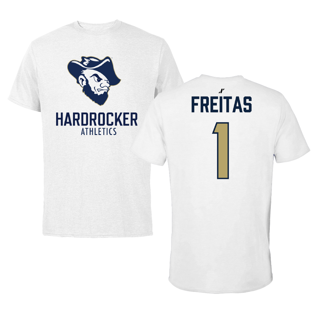 South Dakota Mines Soccer White Performance Tee - #1 Daniel Freitas