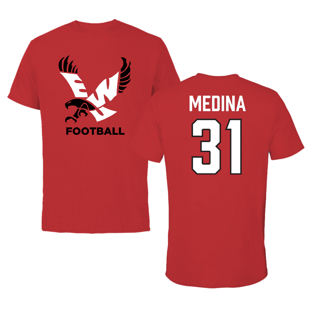 Eastern Washington University Football Red Performance Tee - #31 Wilson Medina