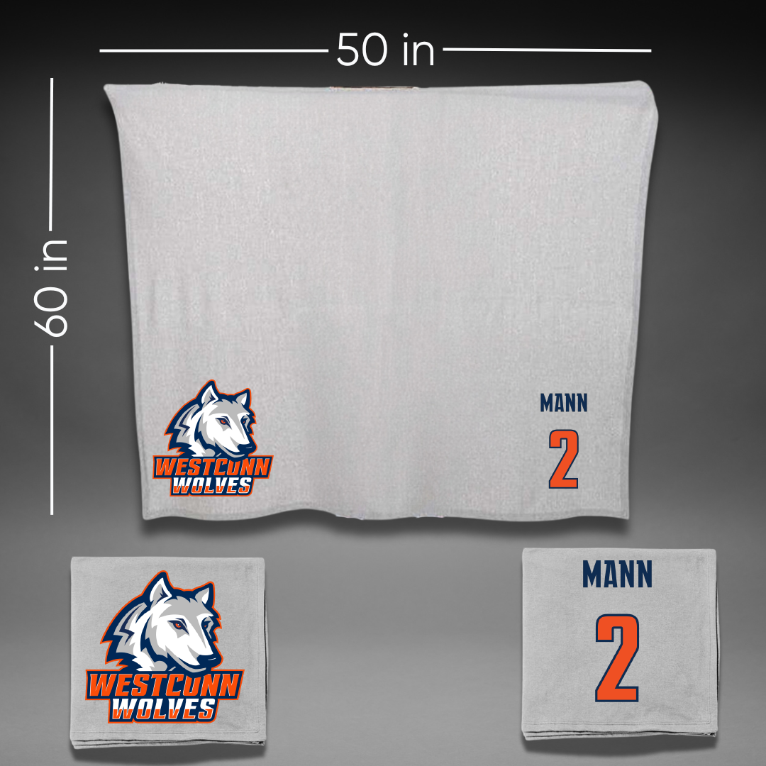 Western Connecticut State University Lacrosse (M) Gray Blanket - #2 Brady Mann