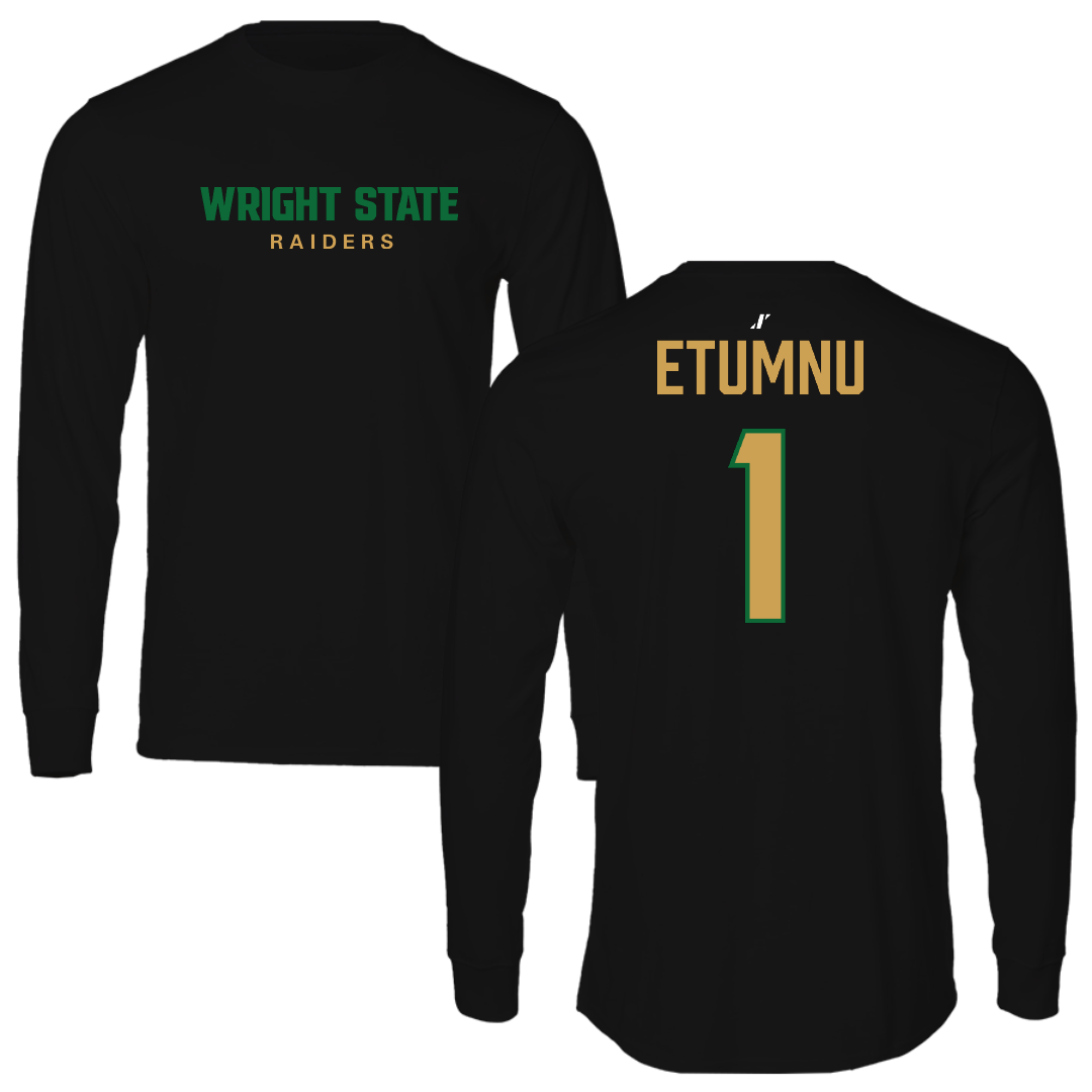 Wright State University Basketball (M) Black Long Sleeve - #1 Bryan Etumnu