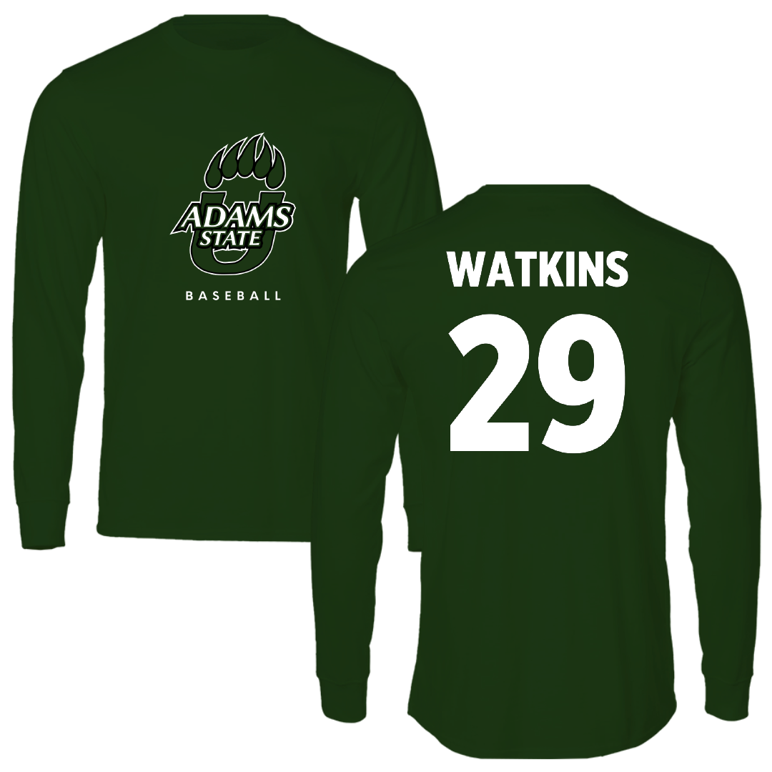 Adams State University Baseball Forest Green Performance Long Sleeve - #29 Braden Watkins