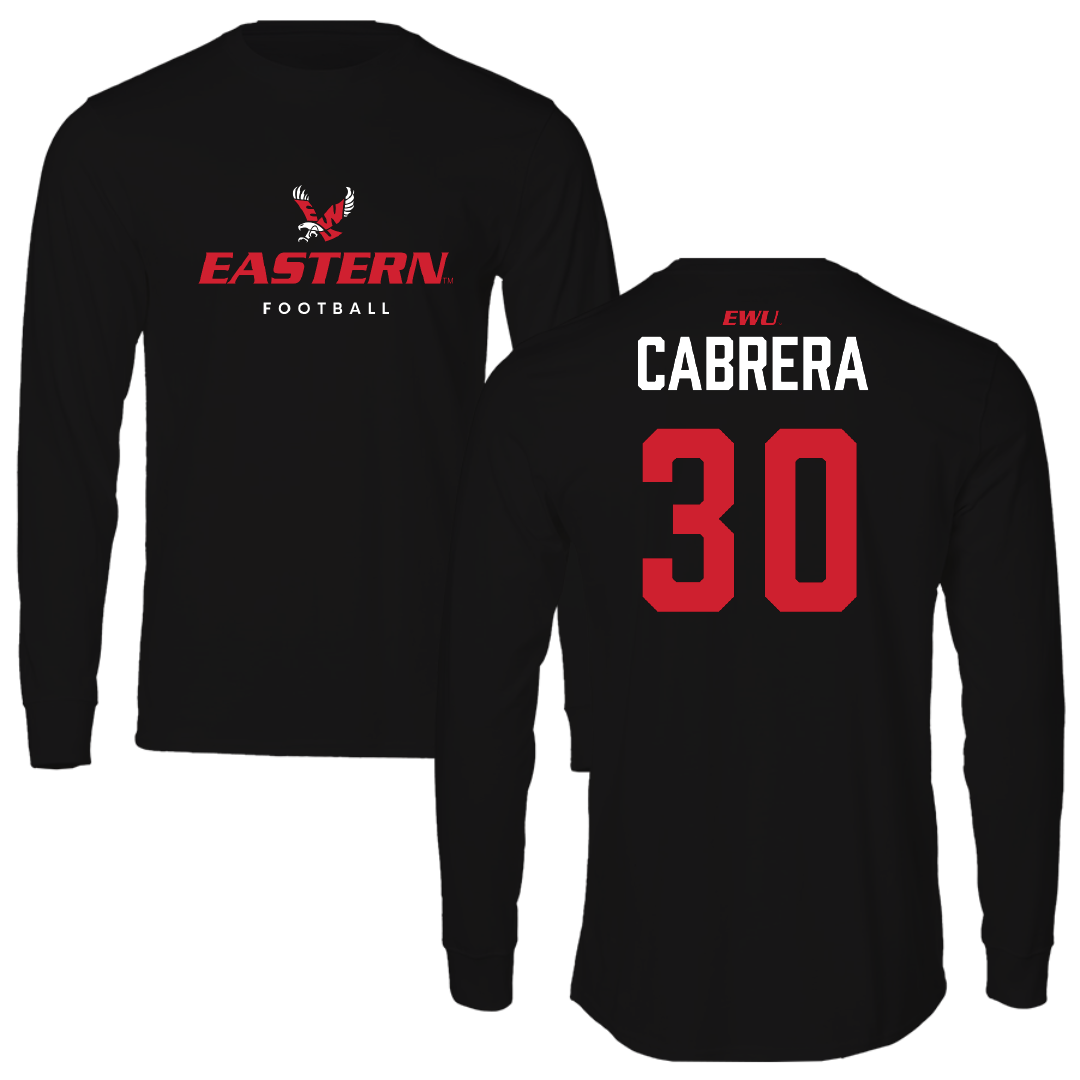 Eastern Washington University Football Black Eastern Long Sleeve - #30 David Cabrera